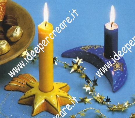 Stampo con 2 FORME PORTACANDELA FORMINE MOLDS luna e stella per